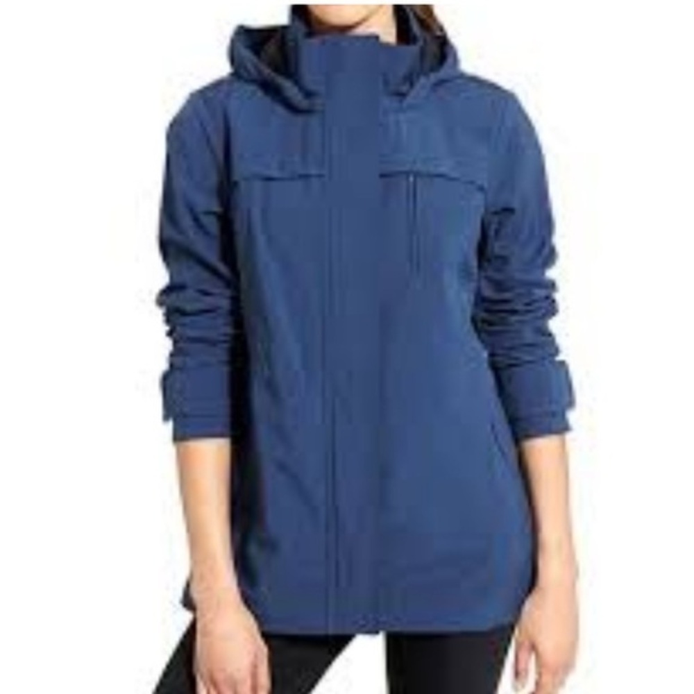 Athleta Women's Utility/Rain Jacket With Hoodie Size Women’s Large Color Blue